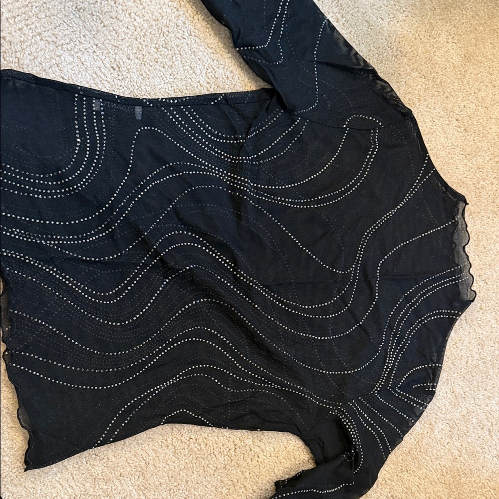 Chic Black Women's Top with Beaded Design